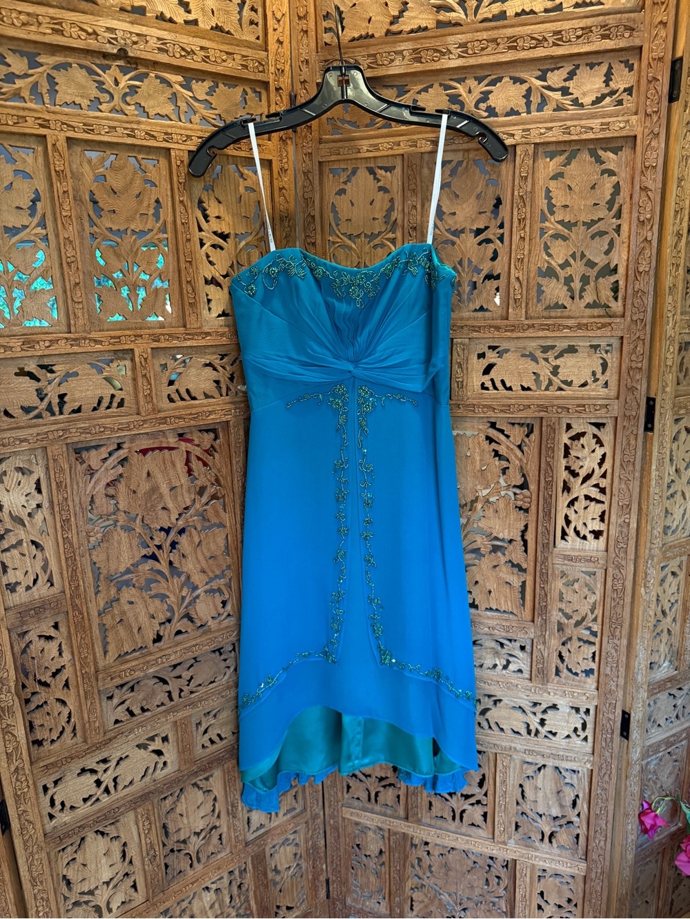 Laundry By Shelli Segal Teal Spaghetti Strap High-Low Dress